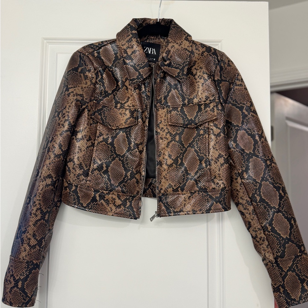 Zara Snake Print Cropped Jacket